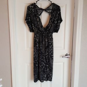 Black and ivory leopard print dress.